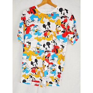 Mickey Pluto Goofy Donald Disney Characters Graphic T Shirt White MEDIUM